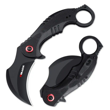 RBLACK Blackened Blade Claw Knife with Red Gasket