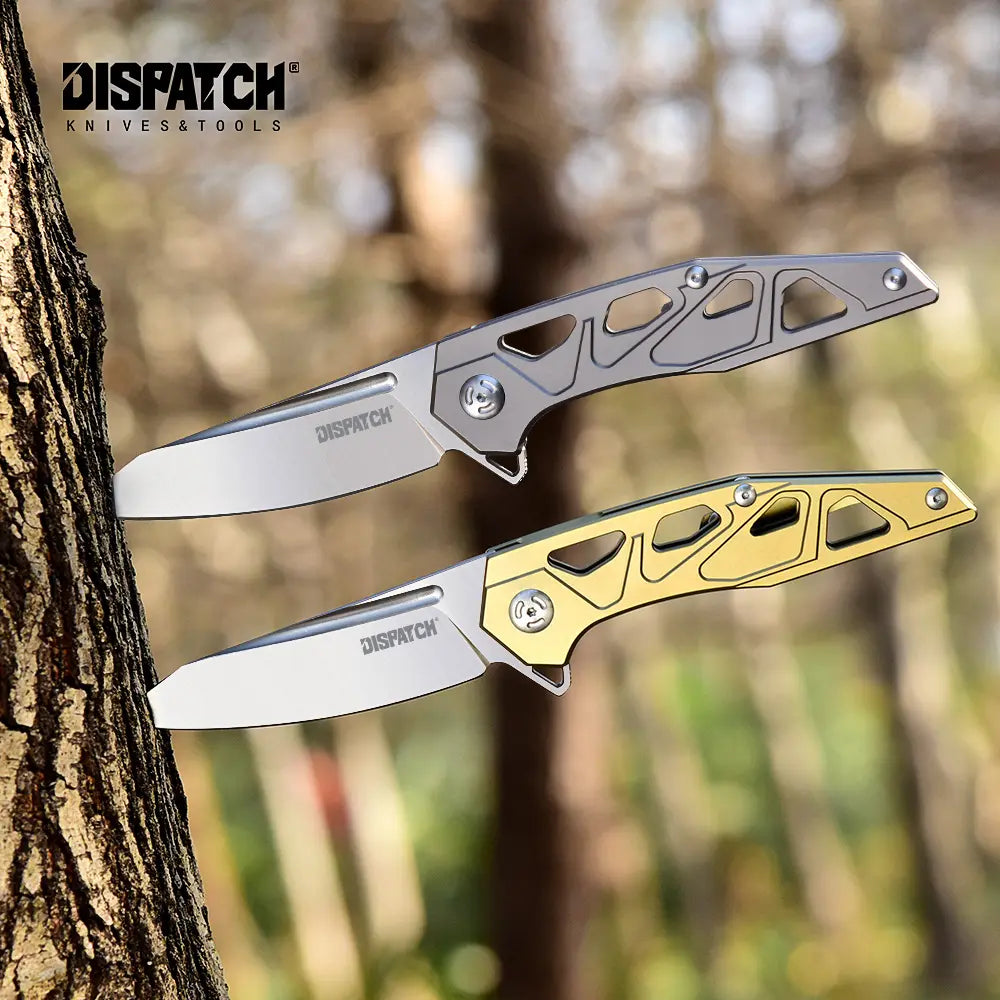 4.5" TC4 Titanium Handle And D2 Blade Folding Knife With Nylon Pouch