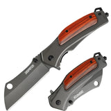 Matte Grey Folding Knife with Wood Handle