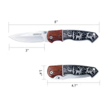 4.7” Folding Knife Stainless Steel Blade With Elk Herd Design