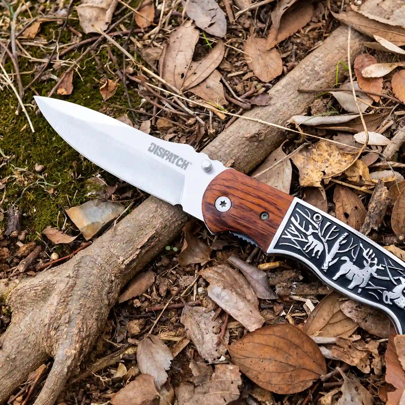 4.7” Folding Knife Stainless Steel Blade With Elk Herd Design