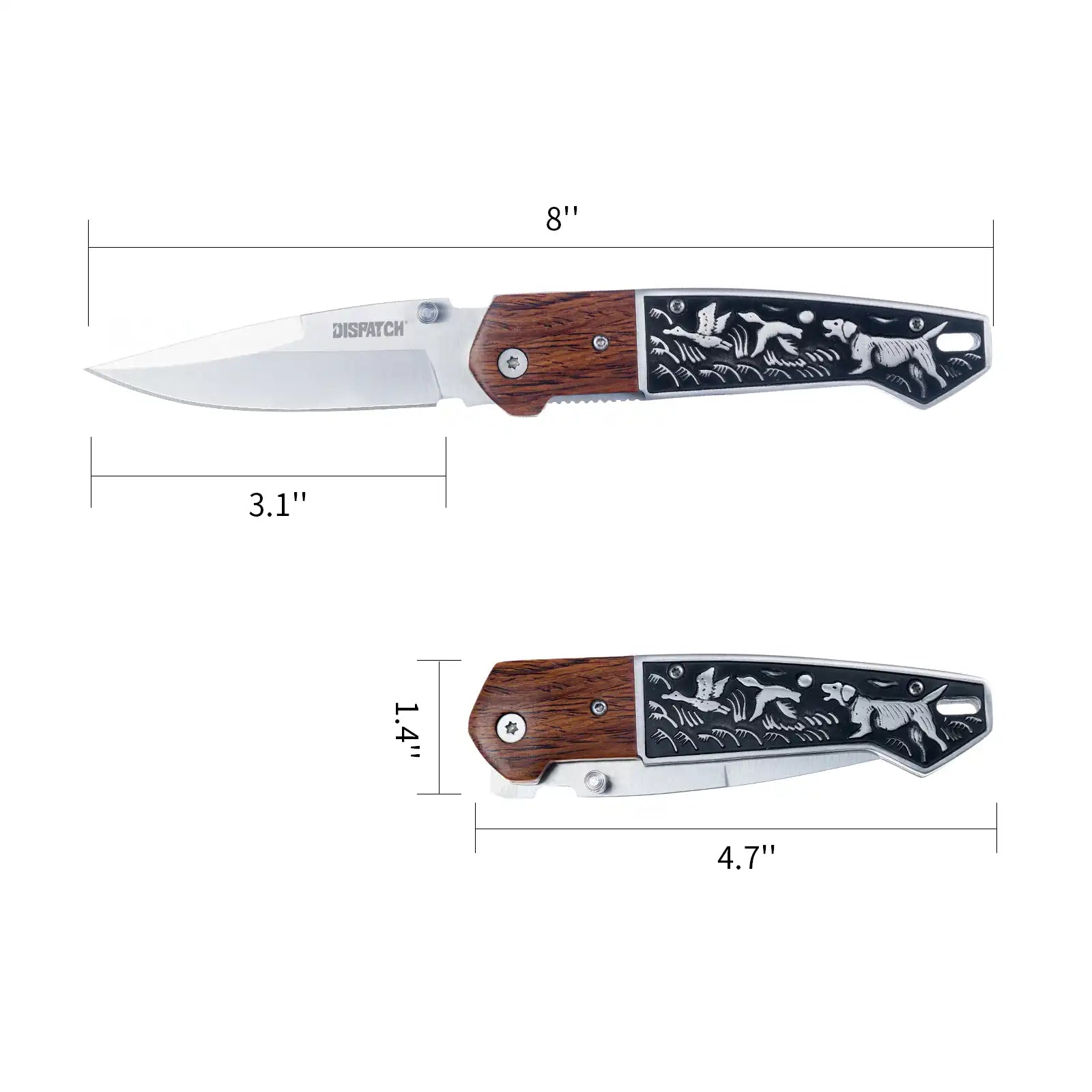 4.7“ Folding Pocket Knife with Elegant Wildlife Design