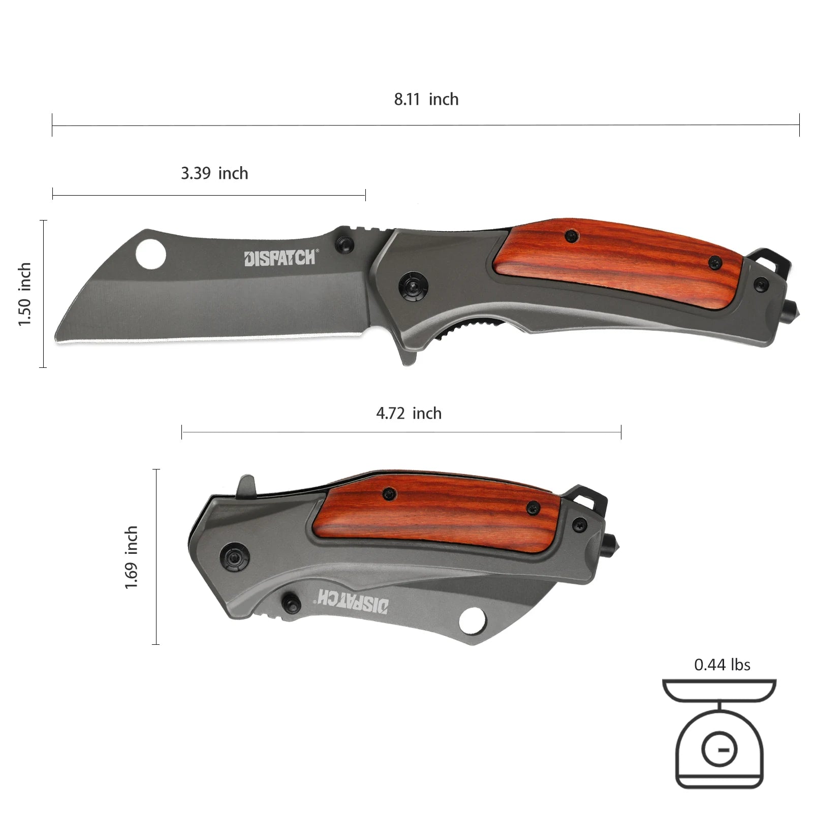 Matte Grey Folding Knife with Wood Handle
