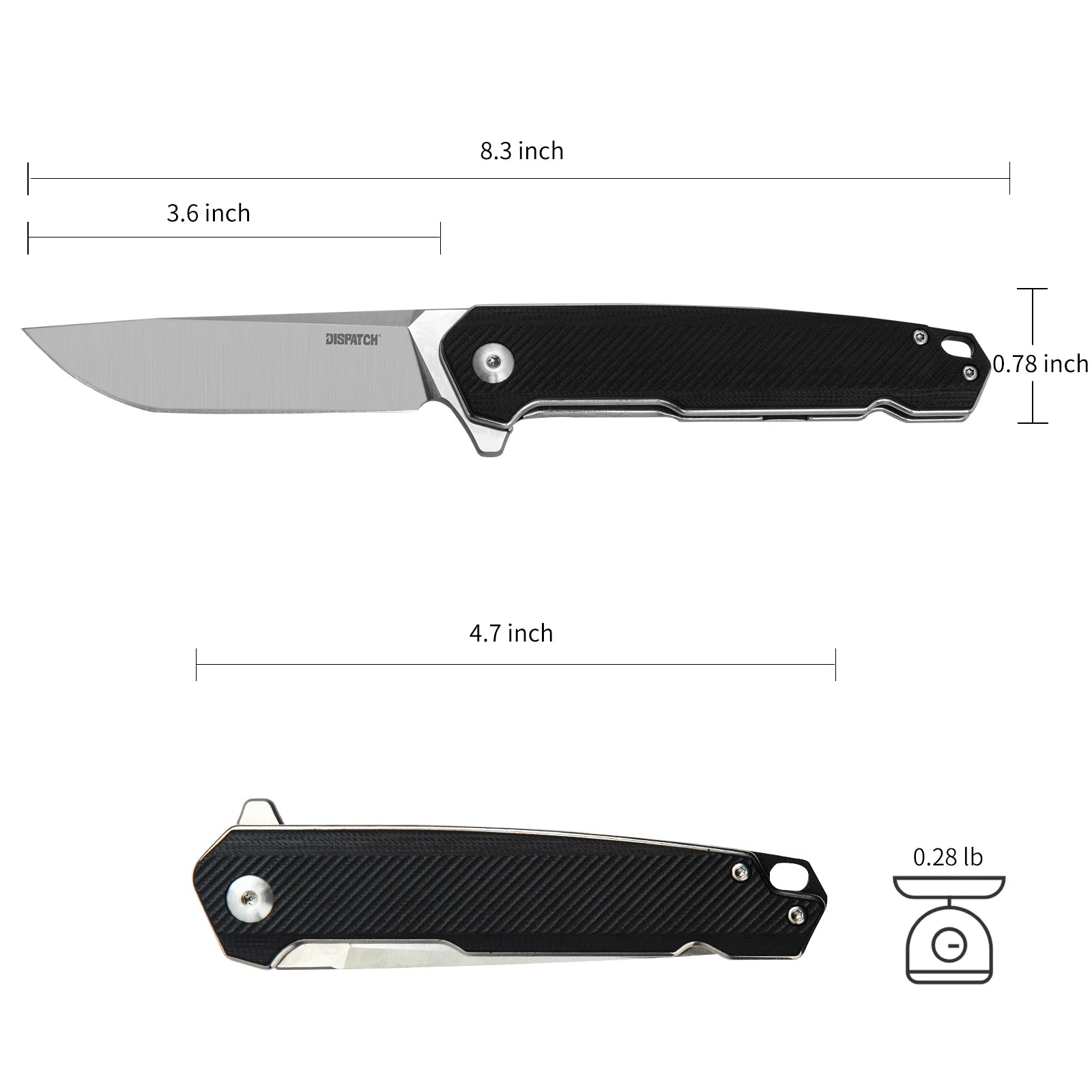 EDC Folding Knife with D2 Stainless Steel Blade, G10 Handle and Pocket Clip