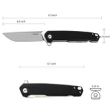 EDC Folding Knife with D2 Stainless Steel Blade, G10 Handle and Pocket Clip