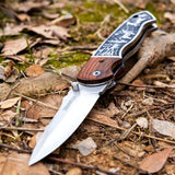 4.7” Folding Knife Stainless Steel Blade With Elk Herd Design