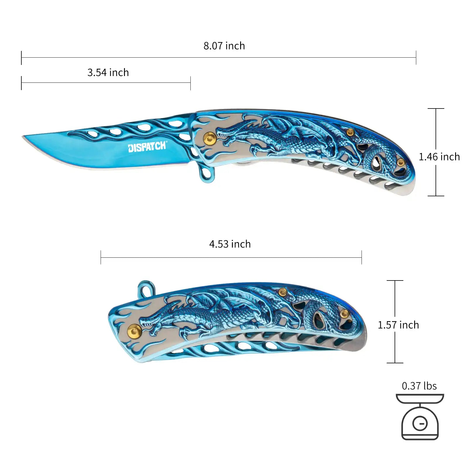 Dispatch Pocket Knife for Men Women with Clip, Folding Knife with Dragon Pattern Handle