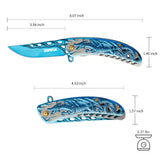 Dispatch Pocket Knife for Men Women with Clip, Folding Knife with Dragon Pattern Handle