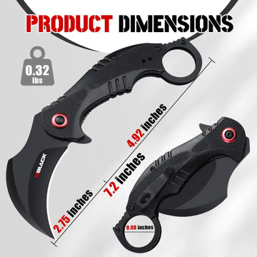 RBLACK Blackened Blade Claw Knife with Red Gasket