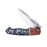 4.7” Folding Knife Stainless Steel Blade With Elk Herd Design