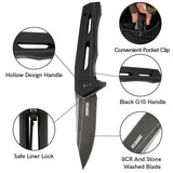 8Cr Blade Pocket Knife with G10 and Carbon Fiber Handles and Bearing System