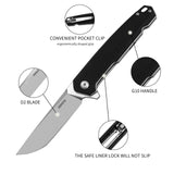 EDC Folding Knife with D2 Stainless Steel Blade, G10 Handle and Pocket Clip