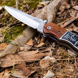 4.7” Folding Knife Stainless Steel Blade With Elk Herd Design