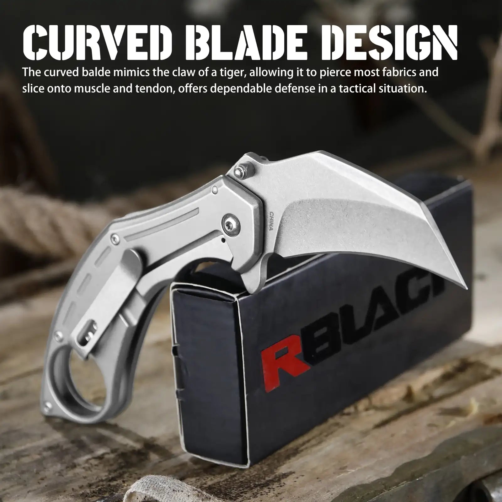 RBLACK Wharncliffe Blade Pocket Knife With Clip RK0202-SL