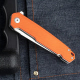 EDC Folding Knife with D2 Stainless Steel Blade, G10 Handle and Pocket Clip