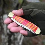 Stainless Steel Pocket Knife Double Blade For Outdoor Camping EDC Tool