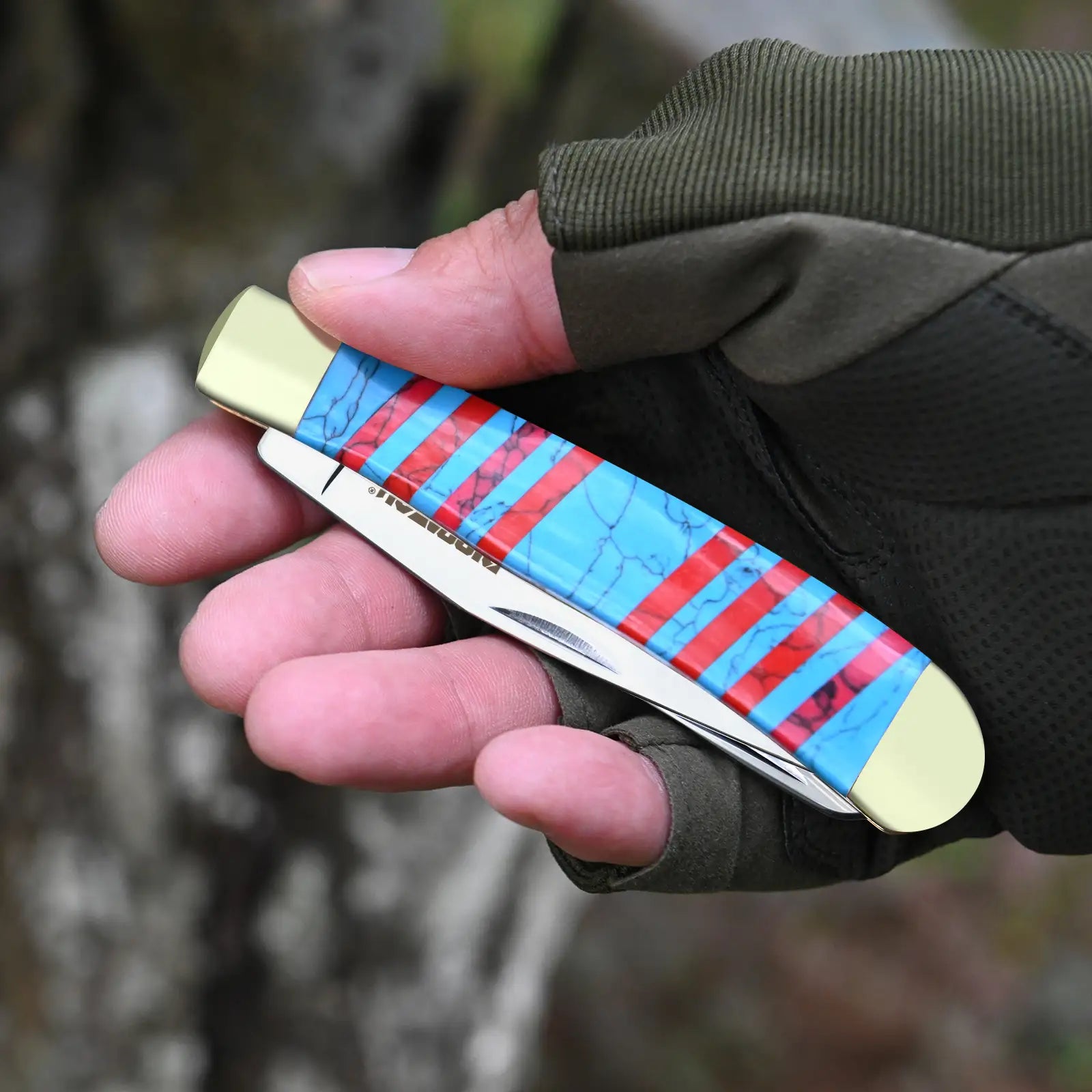 Stainless Steel Pocket Knife Double Blade For Outdoor Camping EDC Tool