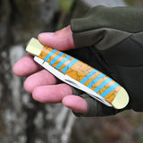 Stainless Steel Pocket Knife Double Blade For Outdoor Camping EDC Tool