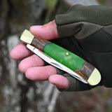 Stainless Steel Pocket Knife Double Blade For Outdoor Camping EDC Tool