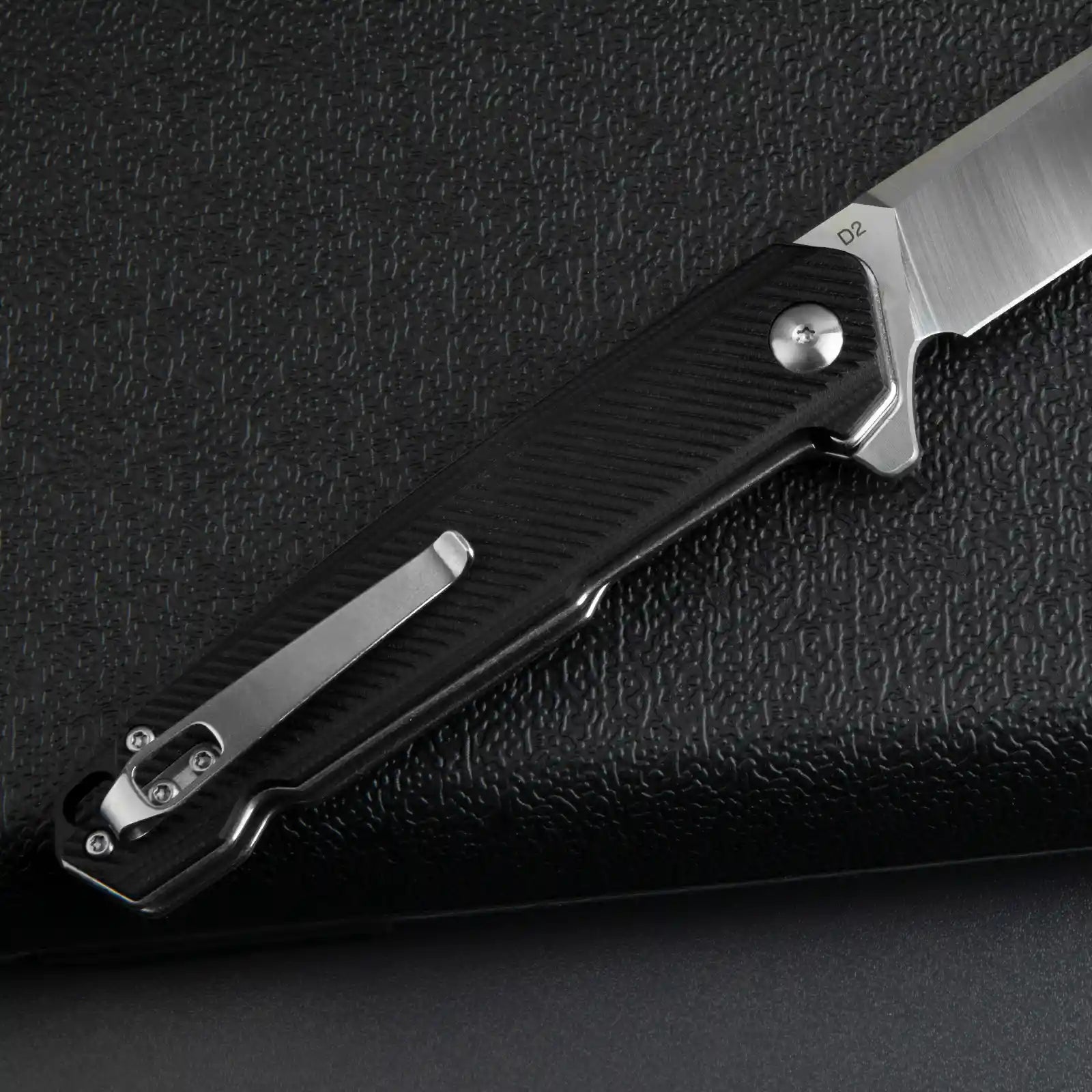 EDC Folding Knife with D2 Stainless Steel Blade, G10 Handle and Pocket Clip