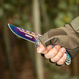 Dispatch Pocket Knife for Men Women with Clip, Folding Knife with Dragon Pattern Handle