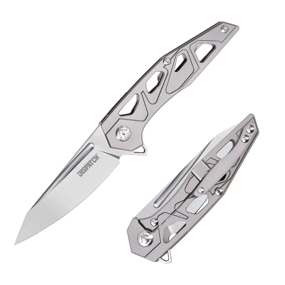 4.5" TC4 Titanium Handle And D2 Blade Folding Knife With Nylon Pouch