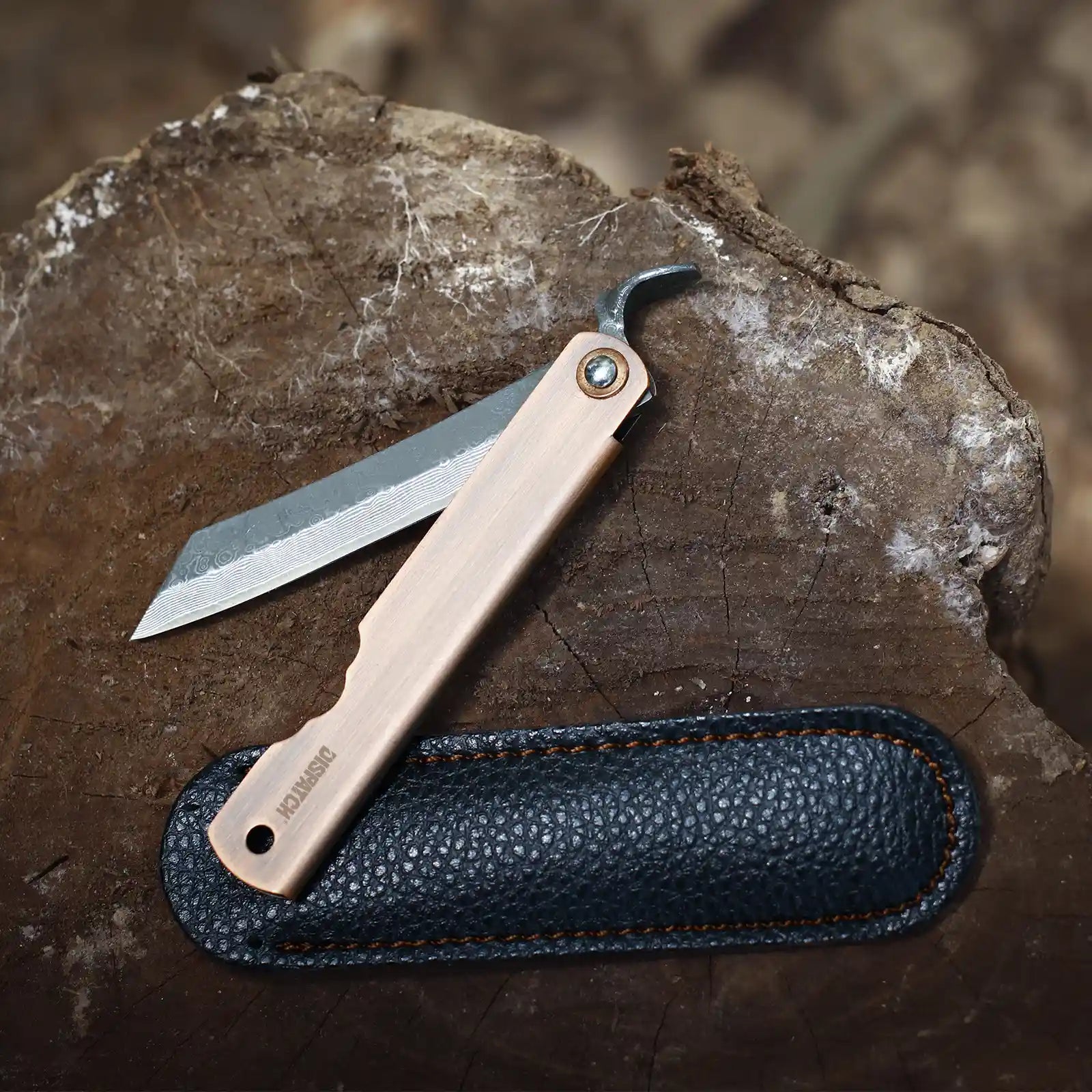 EDC Damascus Steel Lockless Gentleman's Pocket Knife for Outdoor Adventurers & Collectors