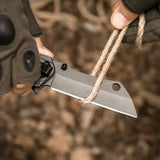 Matte Grey Folding Knife with Wood Handle