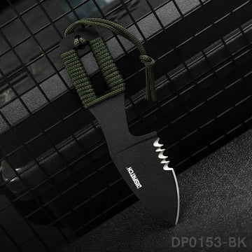 Black Oxide Fixed Blade with Rope and Sheath for EDC