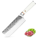 7'' Japanese Nakiri Knife Hammered Stainless Steel High Carbon Blade with ABS Handle