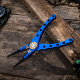 7.8" Aluminum Braid Cutters Split Ring Blue Fishing Pliers with Sheath and Lanyard