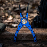 7.8" Aluminum Braid Cutters Split Ring Blue Fishing Pliers with Sheath and Lanyard