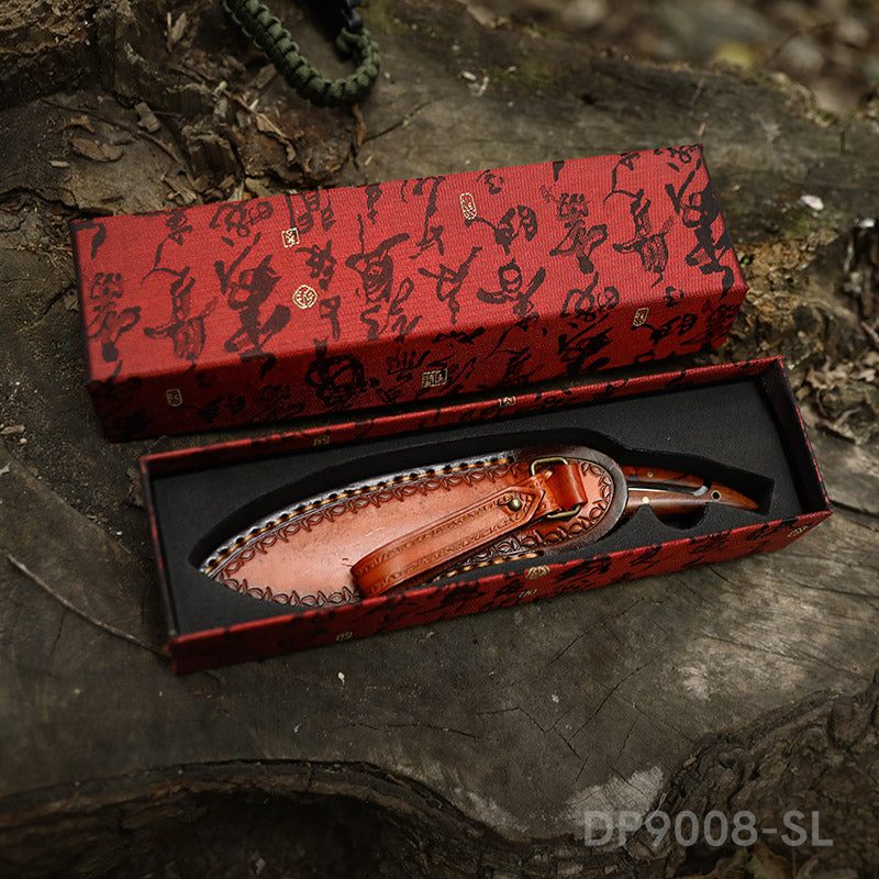 Damascus Steel Feather Knife EDC with a Luxury Gift Box