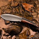 Damascus Steel Fixed Blade Knife in Feather Design with Outdoor Hunting & Survival - Dispatch Outdoor Life