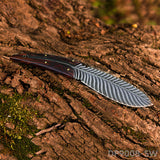Damascus Steel Fixed Blade Knife in Feather Design with Outdoor Hunting & Survival - Dispatch Outdoor Life