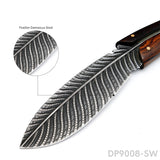Damascus Steel Fixed Blade Knife in Feather Design with Outdoor Hunting & Survival - Dispatch Outdoor Life