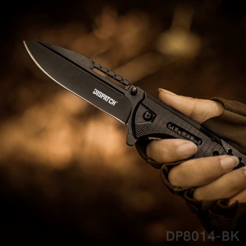 EDC Folding Pocket Uility Knife Spring Assisted Blade with Black Tie Rope - Dispatch Outdoor Life