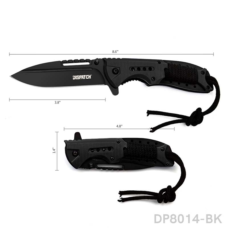 EDC Folding Pocket Uility Knife Spring Assisted Blade with Black Tie Rope - Dispatch Outdoor Life