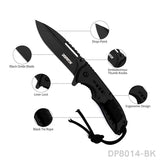 EDC Folding Pocket Uility Knife Spring Assisted Blade with Black Tie Rope - Dispatch Outdoor Life