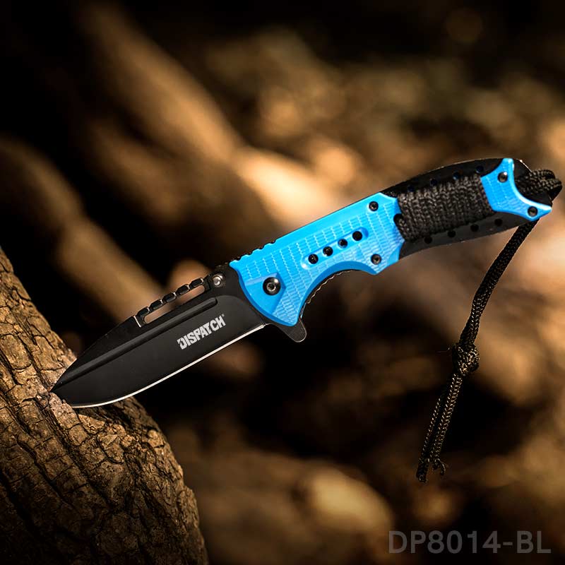 EDC Folding Pocket Uility Knife Spring Assisted Blade with Black Tie Rope - Dispatch Outdoor Life
