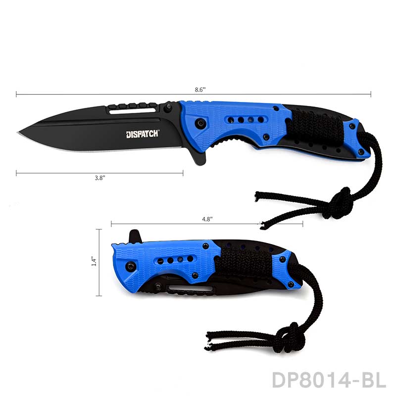 EDC Folding Pocket Uility Knife Spring Assisted Blade with Black Tie Rope - Dispatch Outdoor Life