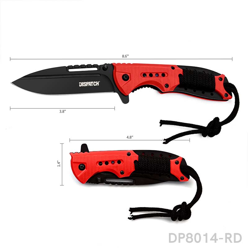 EDC Folding Pocket Uility Knife Spring Assisted Blade with Black Tie Rope - Dispatch Outdoor Life