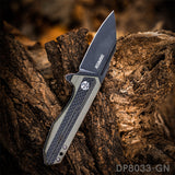EDC Folding Pocket Knife 8Cr Stainless Steel Blade with G10 Handle and Pocket Clip
