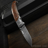 High End Genuine Damascus Pocket Knives with Wood Handle