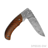 High End Genuine Damascus Pocket Knives with Wood Handle