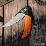 Trailing Point Blade Folding Pocket Knife with Orange G10 Handle