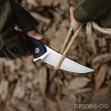 Trailing Point Blade Folding Pocket Knife with Orange G10 Handle