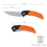 Trailing Point Blade Folding Pocket Knife with Orange G10 Handle