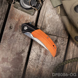 Trailing Point Blade Folding Pocket Knife with Orange G10 Handle