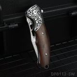 Low Profile VG10 Damascus Blade Pocket Knife with Rosewood Handle